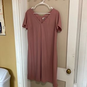 Blush/rose pink v neck dress